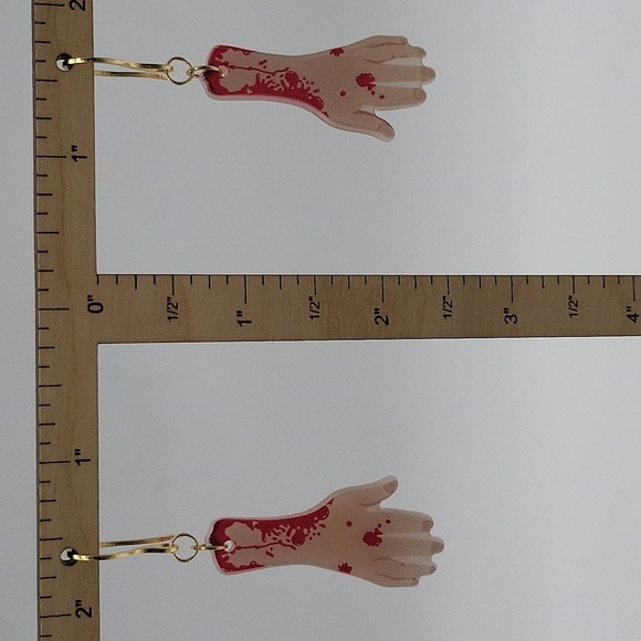 1921- Handmade Halloween Hand Earrings NWT - Picture 6 of 6